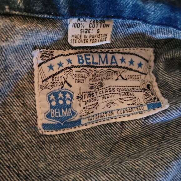 Vintage Belma Distressed 80s Denim Jacket Size Small Blue Retro Acid Wash - Picture 9 of 9